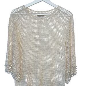 Crochet Top Tunic Womens Small Mesh Wedding Guest Cover Up Pool Party Elegant